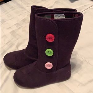 Suede-like button high boots